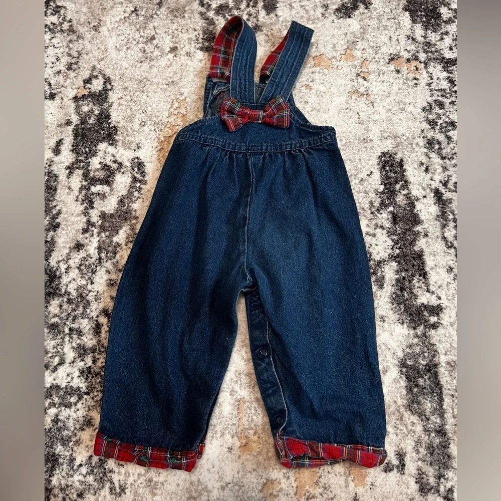 RARE Vintage OSHKOSH B'GOSH Denim Bubble Overalls 18 Month Girls USA Made
